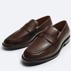 ZARA | LEATHER PENNY STRAP LOAFERS
